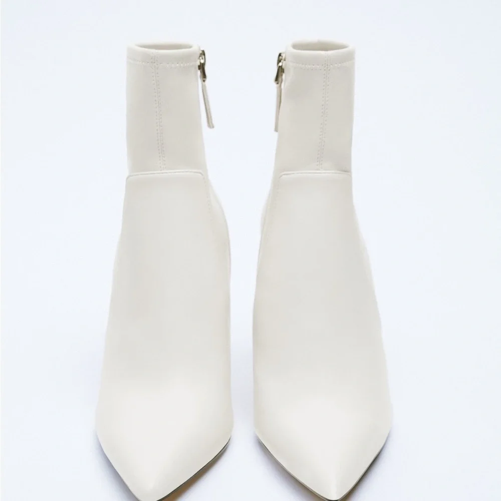 NWT ZARA METALLIC HEELED ANKLE BOOTS - Picture 4 of 7